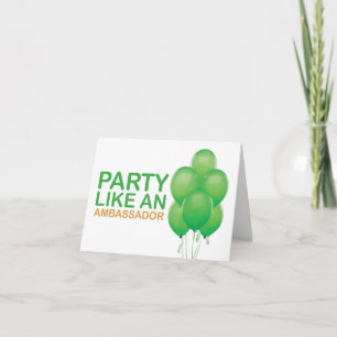 Fiesta como una tarjeta del embajador cumpleaños