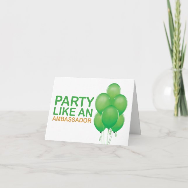 Fiesta como una tarjeta del embajador cumpleaños (Anverso)
