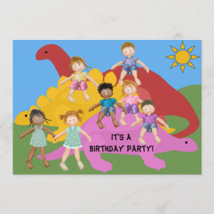 Fiesta Con La Invitación De Cumpleaños De Los Dino