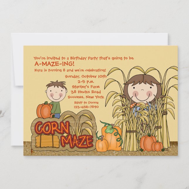 Fiesta Corn Maze (Chica) Invitación (Anverso)