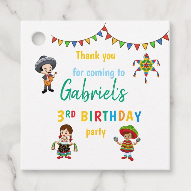 Fiesta cumpleaños etiqueta de regalo de agradecimi (Anverso)