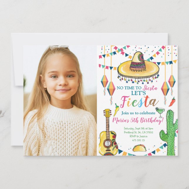 Fiesta Cumpleaños Invitación a Siesta mexicana (Anverso)