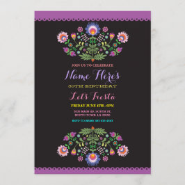 Fiesta Cumpleaños Invitación Floral Mexicana