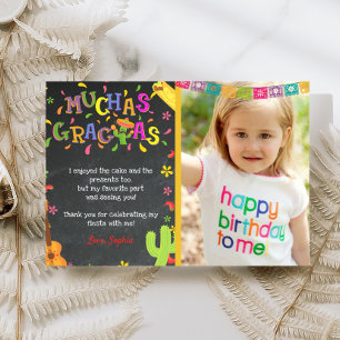 Fiesta Cumpleaños Mexicano Tarjeta De Agradecimien