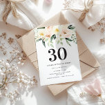 Fiesta de 30 años de color acuático de color marin<br><div class="desc">Peach acucolor floral invitaciones para fiestas de 30 años. Bonita temática fiesta moderna y elegante.</div>