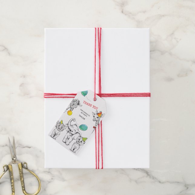 Fiesta de 5 años de la etiqueta de regalo (Con cuerda)