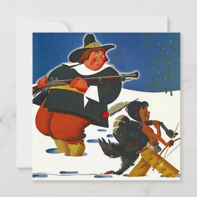 Fiesta de Acción de Gracias cena Invitación Peregr (Anverso)