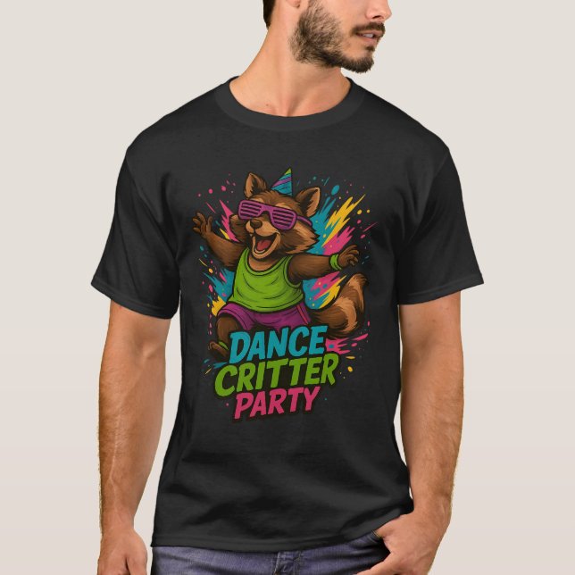 Fiesta de Animales de Baile Mapache Camiseta Diver (Anverso)