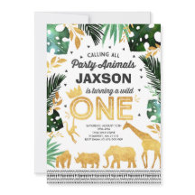 Fiesta de Animales de la Jungla de Invitación a un