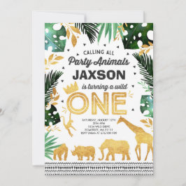 Fiesta de Animales de la Jungla de Invitación a un
