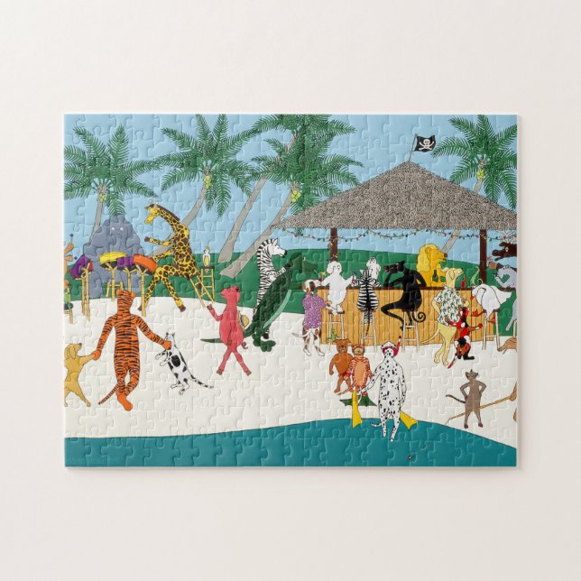 Fiesta de Animales en la Playa Rompecabezas 11x14 (Horizontal)