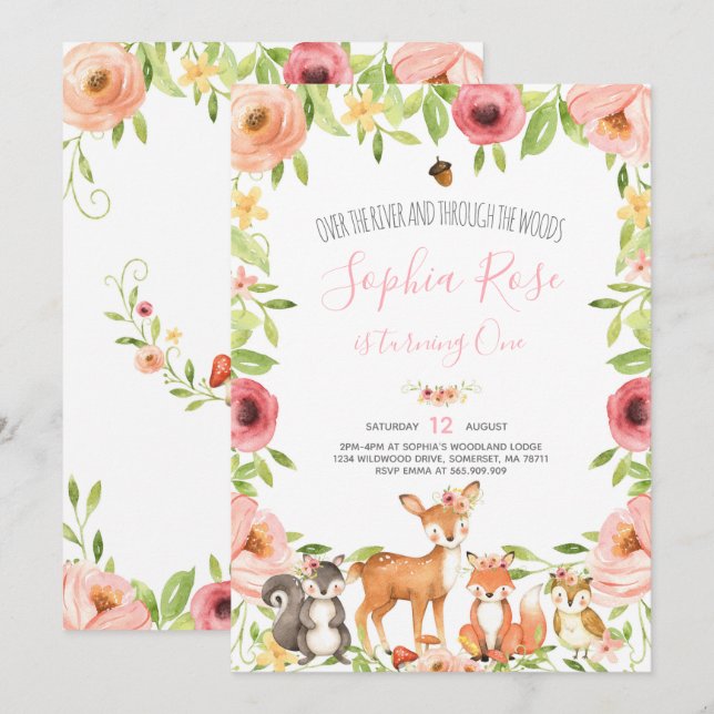 Fiesta de Animales Forestales de Invitación al Cum (Anverso / Reverso)