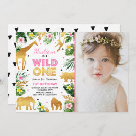 Fiesta de Animales Safari de Invitación de Un Cump