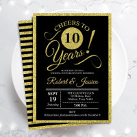 Fiesta de aniversario 10 años - Invitación dorada 