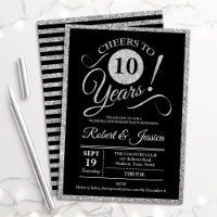 Fiesta de aniversario 10 años - Invitación negro p
