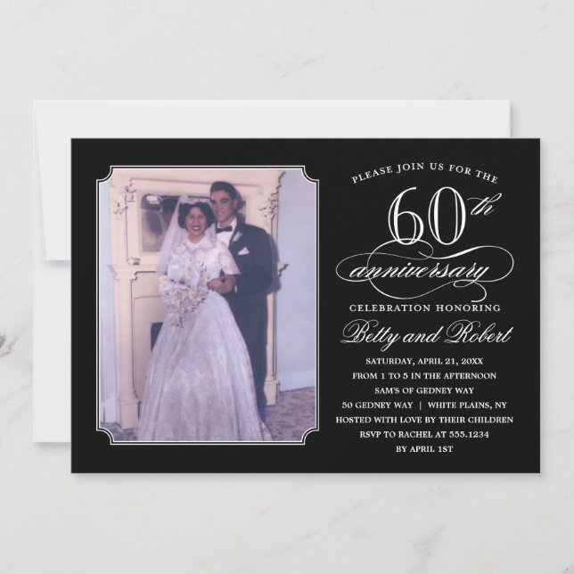 Fiesta de Aniversario Elegante Invitación fotográf (Anverso)