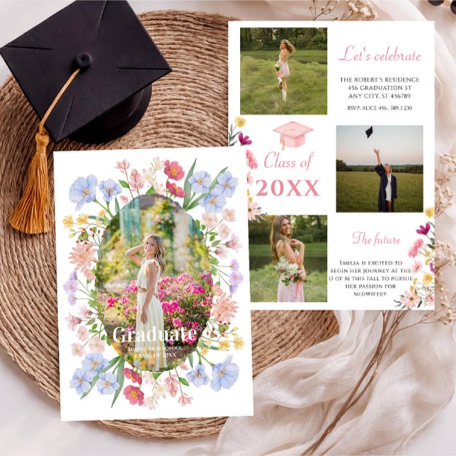 Fiesta de anuncio de graduación de flores silvestr (Subido por el creador)