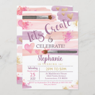 Fiesta de arte Chica de invitaciones de cumpleaños