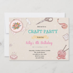 Fiesta de arte de la artesanía de punto Invitación