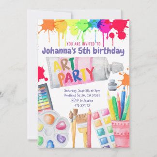 Fiesta de arte pinta a los niños invitación al cum