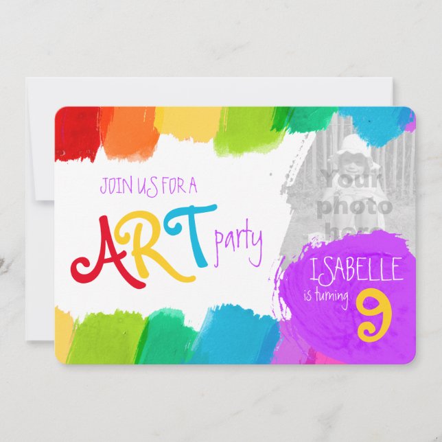 Fiesta de arte pintando invitación a la fiesta de  (Anverso)
