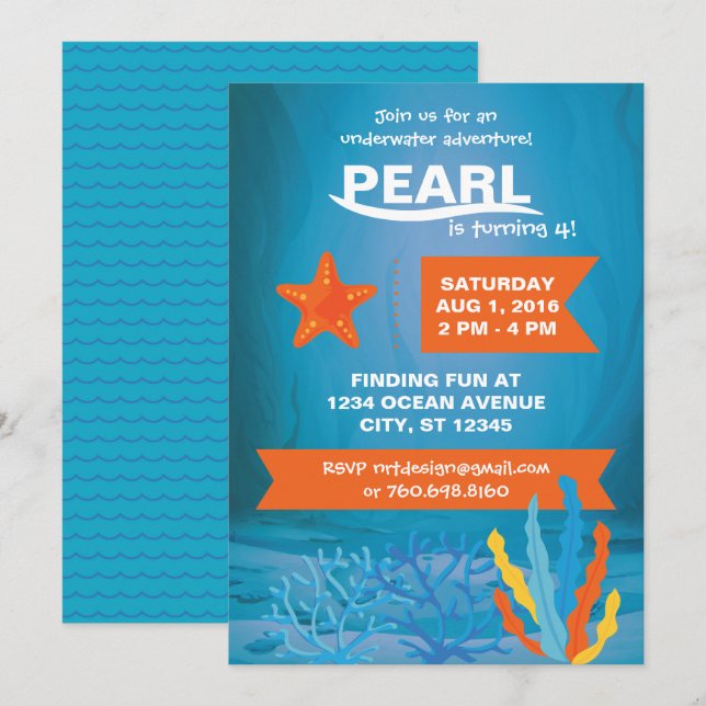 Fiesta de Aventura Subacuática 5x7 Invitaciones (Anverso / Reverso)