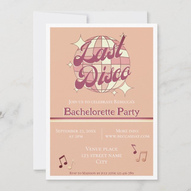 Fiesta de Bachelorette Invitación Funky Retro Vint (Anverso)