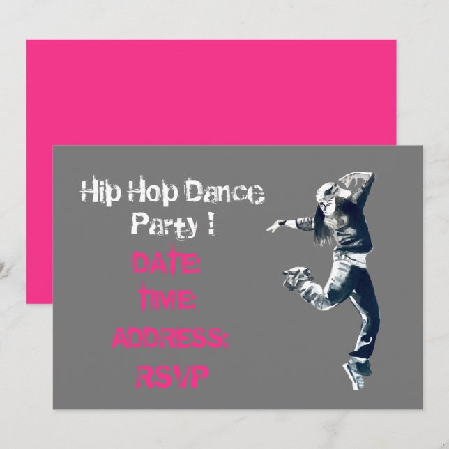 Fiesta de baile Hip Hop Invitación (Anverso / Reverso)