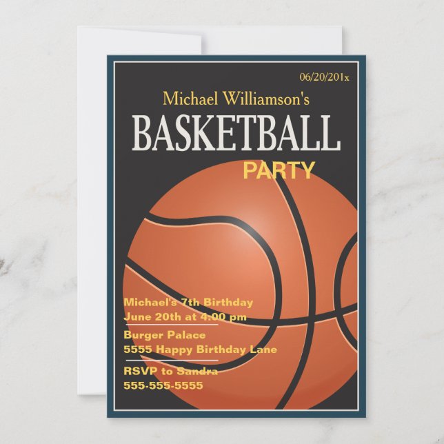 Fiesta de baloncesto Invitación de cumpleaños (Anverso)