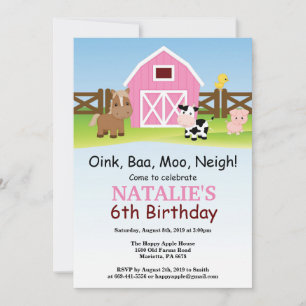 Fiesta de Barnyard Invitación a cumpleaños de gran