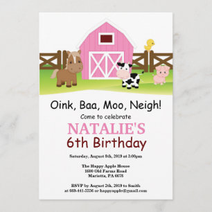 Fiesta de Barnyard Invitación a cumpleaños de gran