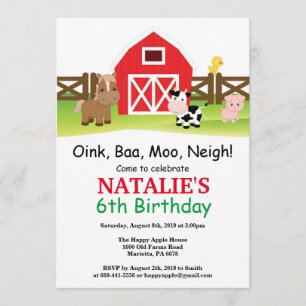 Fiesta de Barnyard Invitación a cumpleaños de gran