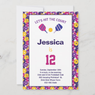 Fiesta de B'day rosado y púrpura + Invitación RSVP