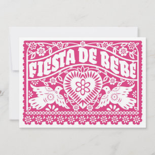 Fiesta de Bebe Aves de Amor Rosa Invitación en Ban