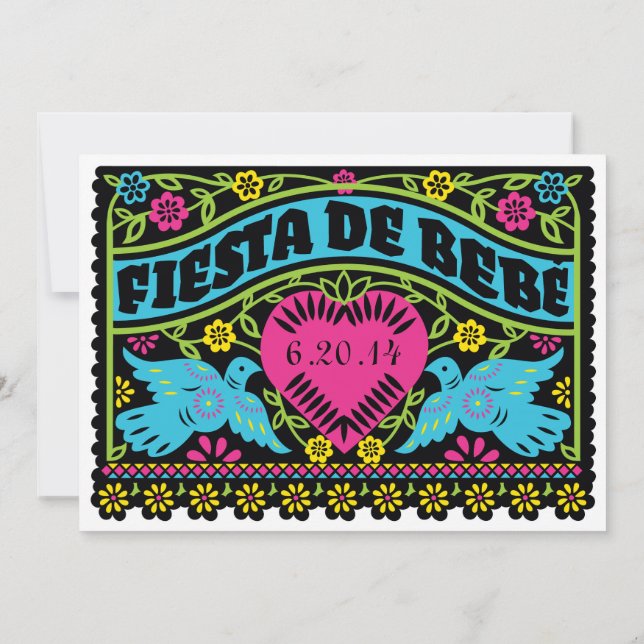 Fiesta de Bebe Colorido Aves Invitación (Reverso)