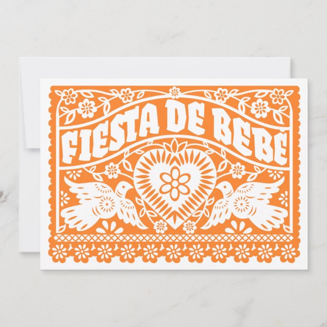 Fiesta de Bebe Naranja Amor Aves Cartel Invitación (Reverso)
