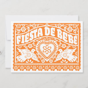 Fiesta de Bebe Naranja Amor Aves Cartel Invitación