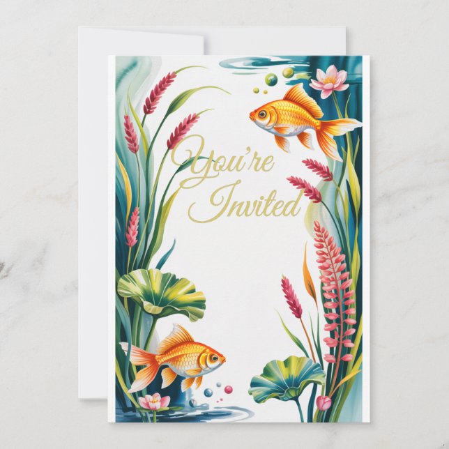 Fiesta de Boda de Pescado Acuario Invitación de Pe (Anverso)