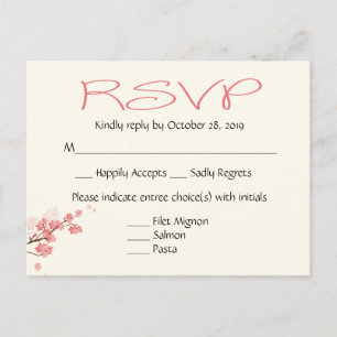 Fiesta de bodas de cerezos rosados RSVP Tarjeta po