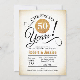 Fiesta de Bodas de Oro - Invitación Blanca Dorada