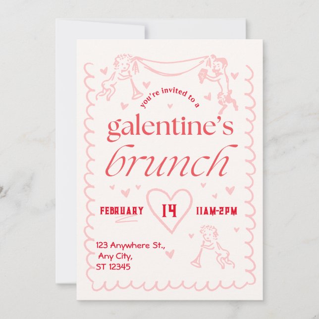 fiesta de brunch de galentines Invitación (Anverso)