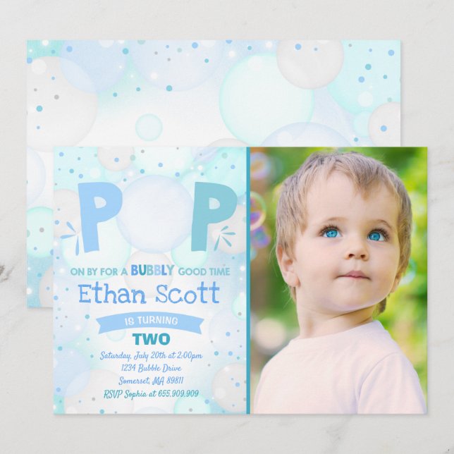 Fiesta de burbujas Invitación de cumpleaños Día de
