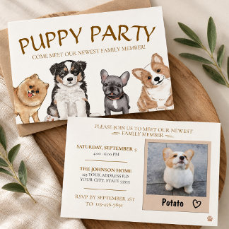 Fiesta de Cachorros Tarjeta de Bienvenida para Nue