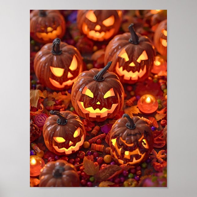 Fiesta de Calabazas – Póster Acogedor de Halloween (Frente)