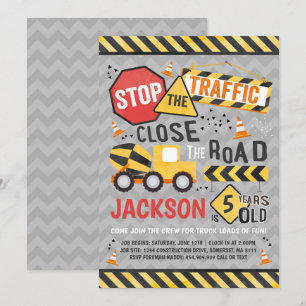 Fiesta de camión de volcado de invitación de cumpl