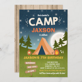 Fiesta de campamento de invitaciones de cumpleaños