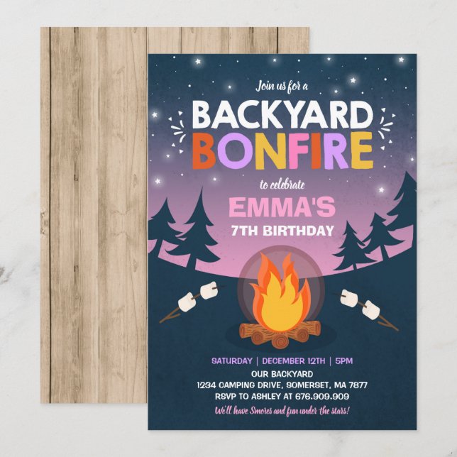 Fiesta de camping con fuego cruzado por invitación (Anverso / Reverso)