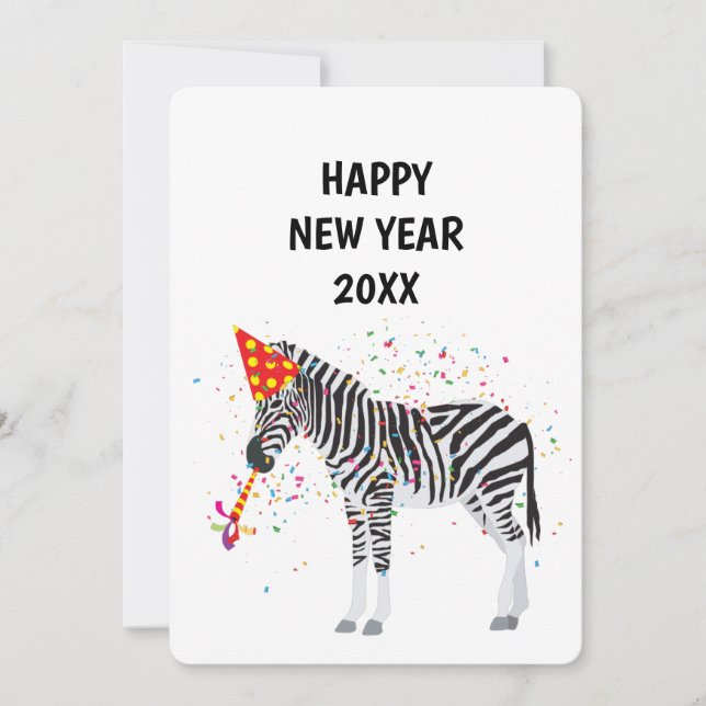 Fiesta de cebra - Tarjeta de Año Nuevo para festiv (Anverso)