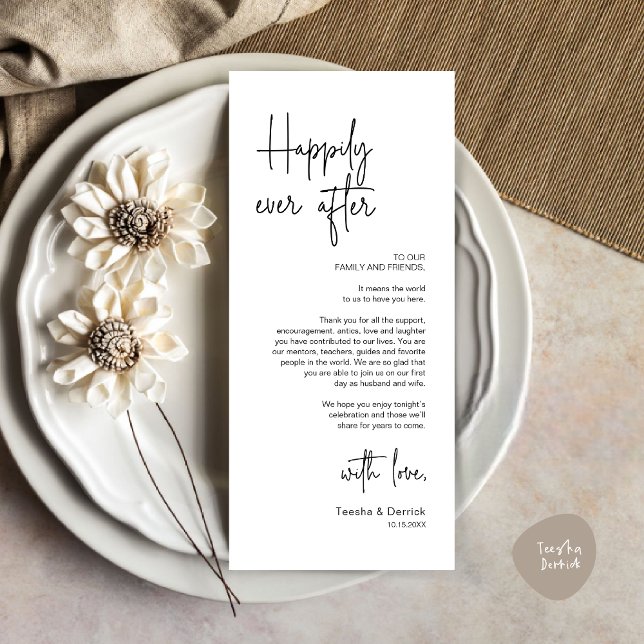 Fiesta De Cena De Lugar Moderno Tarjeta De Agradec (Modern Place Setting Dinner Party Thank You Card Minimalist Casual Black White)