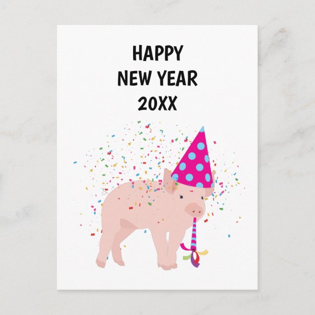 Fiesta de cerdos - Tarjeta de Año Nuevo para festi (Anverso)